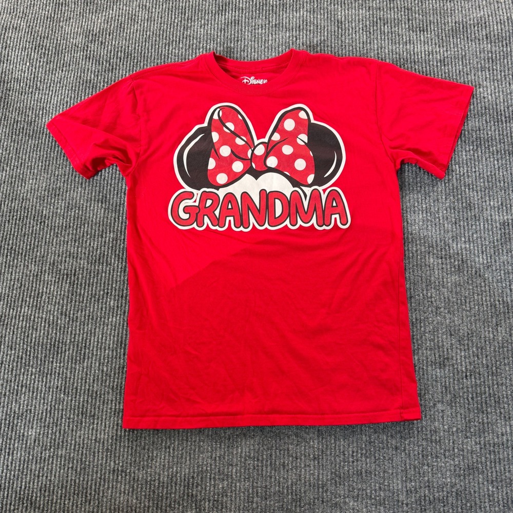 Disney Minnie Mouse Grandma Graphic T-Shirt Womens Size M Medium Red Cotton Tee
